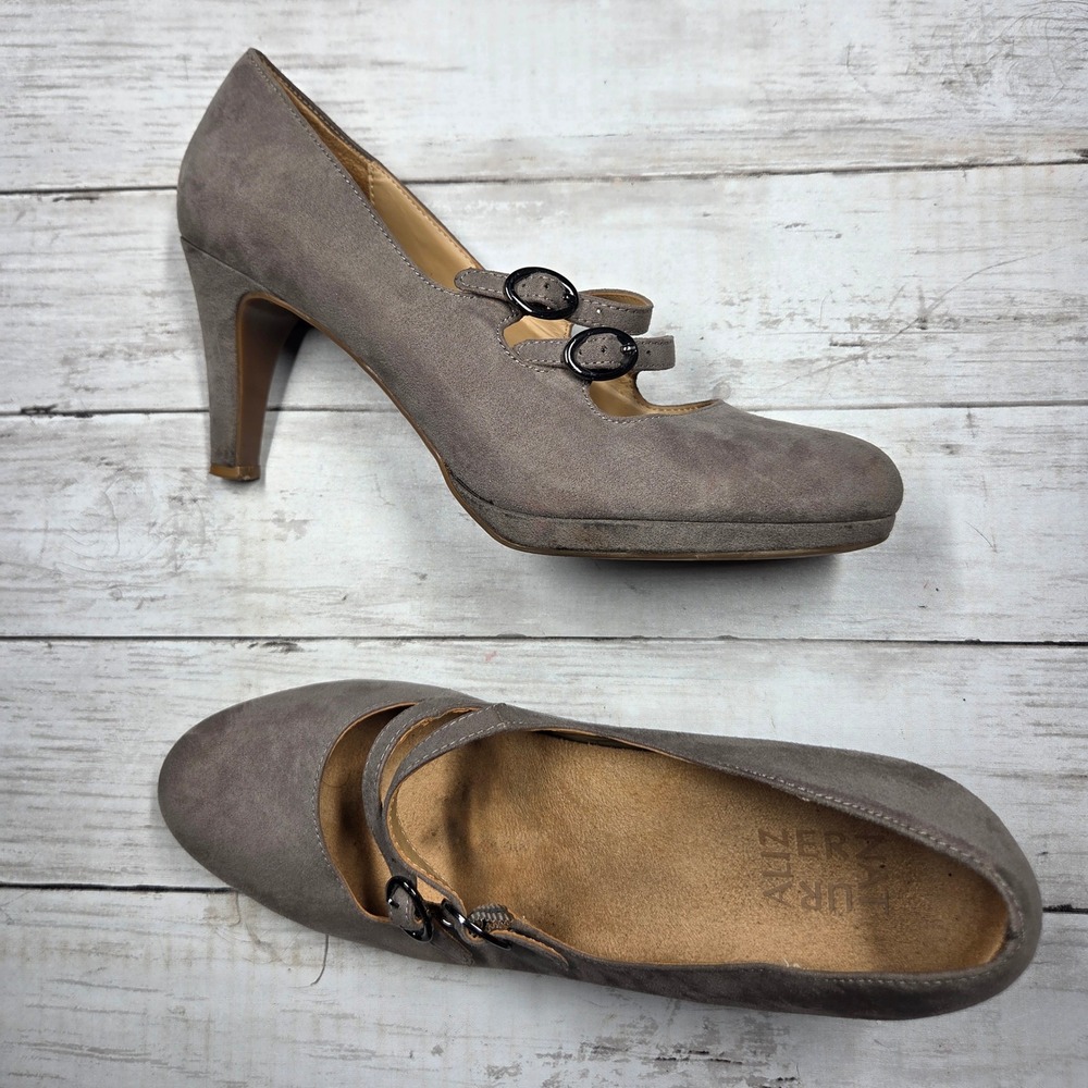 Naturalizer Prudence Mary Jane Pumps Double Strap Heels‎ Womens 10M Taupe Grey
